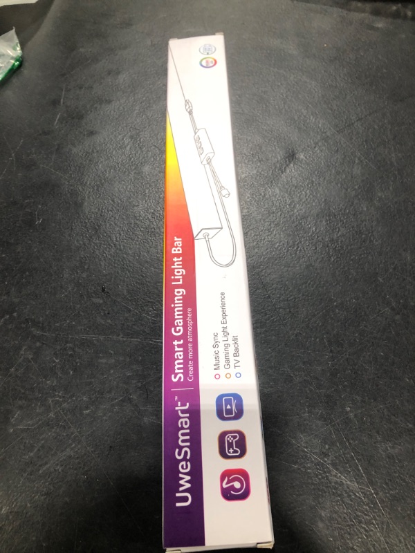 Photo 1 of Smart RGB Light Bar for PC, Under Monitor Gaming Led Strip Lights, 2 Sided Luminous, Music Sync, with Remote Control, APP, 5V USB, for Desktop Ambient Lighting, TV Backlight (Black)