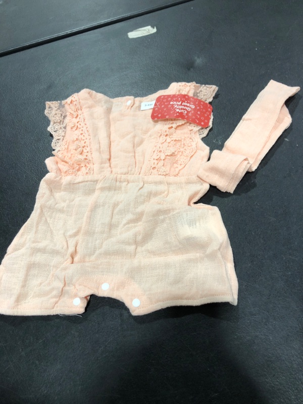 Photo 1 of BABY GIRL LACE ROMPER WITH HEADBAND TIE 3-6M