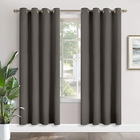 Photo 1 of  Blackout Curtains for Bedroom - Thermal Insulated with Grommet Top Room Darkening Noise Reducing Curtains for Living Room, 2 Panels, 52 x 96 Inch, Grey