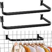 Photo 1 of 2 Pack Gridwall U-Shaped Hangrail Grid Wall Tubing Handrail 24 Inch Wide Black Metal Handrail for Grid Wall Retail Displays Bracket Clothing Rack Home Use (2, Black)
