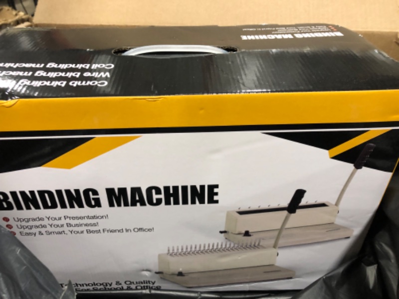 Photo 1 of Spiral Coil Binding Machine with Electric Inserter - 15 Sheet Punch Capacity for LTR/A4/A5 - Includes Crimper&100pcs 5/16'' Plastic Coils - Ideal for Home, School, Business Use