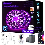 Photo 1 of 100FT Outdoor Led Strip Lights | Work with Alexa and Google Assistant | Smart WiFi Waterproof Led Lights for Bedroom RGB Music Sync Remote &App Controlled Led Rope Lights
