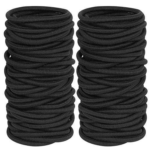 Photo 1 of 100 Pieces Black Hair Ties for Thick and Curly Hair Ponytail Holders Hair Elastic Band for Women or Men(4mm)