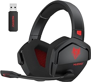 Photo 1 of NUBWO G06 Dual Wireless Gaming Headset with Microphone for PS5, PS4, PC, Mobile, Switch: 2.4GHz Wireless + Bluetooth - 100 Hr Battery - 50mm Drivers - Red