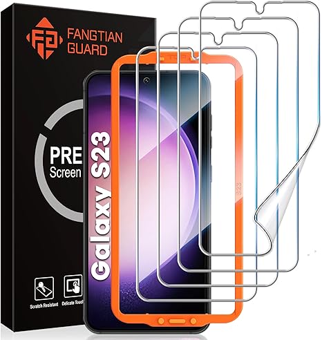 Photo 1 of [4-Pack] FANGTIAN for Samsung Galaxy S23 Screen Protector 6.1Inch [Not Glass] - Film for S23 Screen Protector [7H Hybrid][Fingerprint Compatible][Alignment Tool]