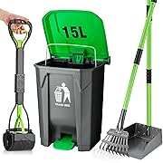 Photo 1 of  Scooper Set, Dog Poop Trash Can for Outdoors with 20 Waste Bags, 15 Litre Step Dog Poop Trash Can w/Removable Inner Bucket, 28" Dog Pooper Scooper and Long Handle Stainless Metal Tray&Rake