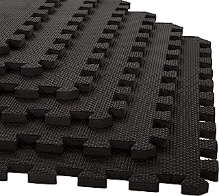 Photo 1 of Interlocking EVA Foam Floor Tiles for Home Gym, Yoga Mat, Workout Equipment, or Child's Play Surface - Set of 4, (Black) by Stalwart
