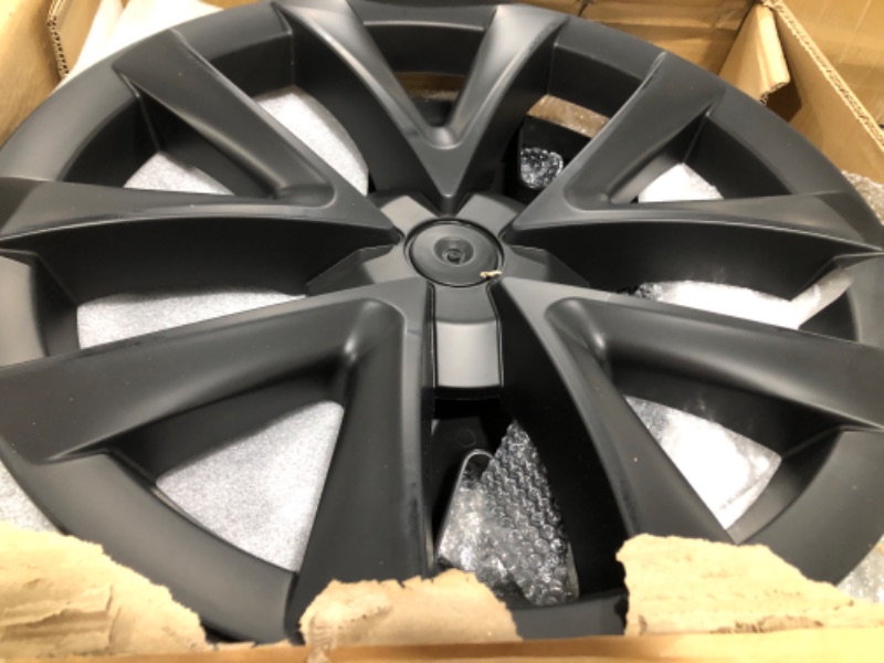 Photo 2 of Wheel Cover Replacement 18-Inch Hubcaps Protectors 4 Matte with 12 Center Rim Caps Compatible with Tesla Model 3 B1. Model 3 B2. 18" New Design