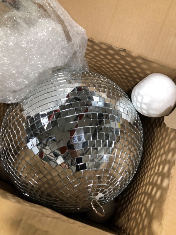 Photo 2 of 12" Disco Ball Mirror Ball Disco Party Decoration Stage Light Dj Light Effect Home Business Christmas Display Decoration Silver