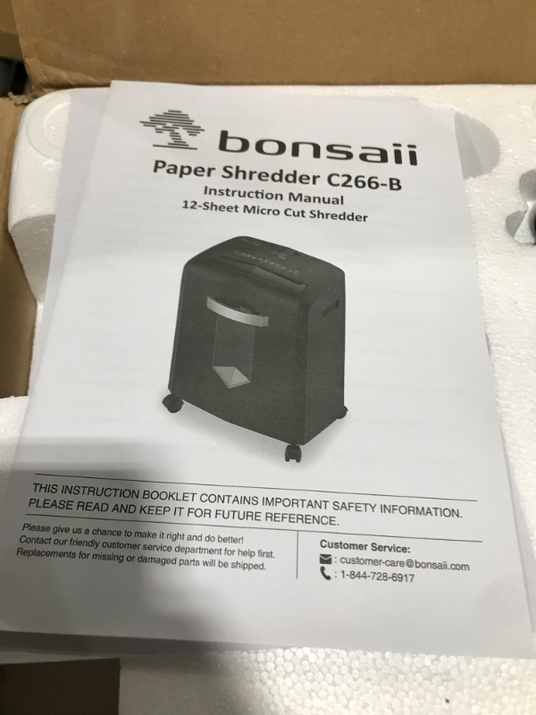 Photo 4 of Bonsaii 12-Sheet Cross Cut Paper Shredder, 5.5 Gal Home Office Heavy Duty Shredder for Paper, Credit Card, Mails, Staples, with Transparent Window- STOCK PICTURE ONLY FOR REFERENCE****