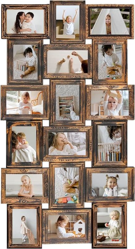 Photo 1 of 4x6 Picture Frame Collage Large Photo Collage Frame for Wall 18 Openings Collage Picture Frames Photo Frame Collage Wall Decor for Living Room Bedroom - Rusted Gold