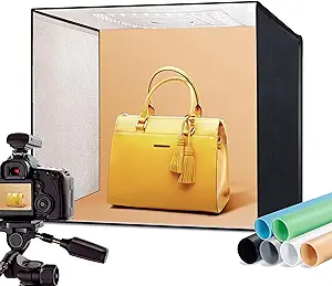 Photo 1 of RALENO Photo Studio Light Box, 20'' x 20'' x 20'' Light Box with 50W / 5500K / 92 CRI / 120 pcs LED Beads and 4 PVC Anti-Dust Background(Black/Grey/Orange/White) PKL-D550S