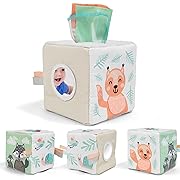Photo 1 of Fun Baby Tissue Box with Stimulating Mirror For Endless Entertainment - Soft Montessori Toy w/ Crinkle Paper & Fabric Tissues - The Perfect Sensory Toy For Newborn/Infant Development From 6-12+ Months
