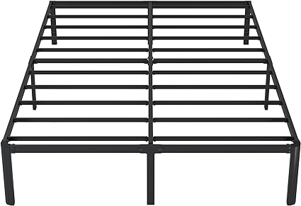 Photo 1 of 14 Inch Queen Metal Bed Frame with Rounded Corners Legs,Heavy Duty Steel Slats Platform Bed,No Box Spring Needed,Noise Free,Non-Slip,Easy Assembly