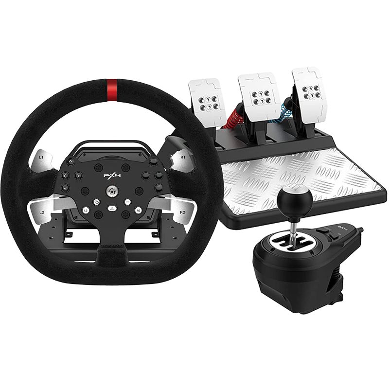 Photo 1 of PXN V10 Force Feedback Steering Wheel,Used - Like New Racing Wheel 270°/900° Rotation with Pedal and Gear Lever for PC,PlayStation 4,Xbox Series X|S, Xbox One,Switch