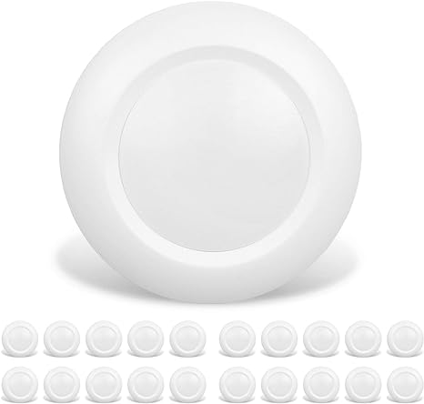 Photo 1 of 20 Packs 6 Inch LED Low Profile Recessed & Surface Mount Disk Light, Round, 15W, 900 Lumens, 5000K Day Light White, CRI80, Driverless Design, Dimmable, ETL Listed, White
