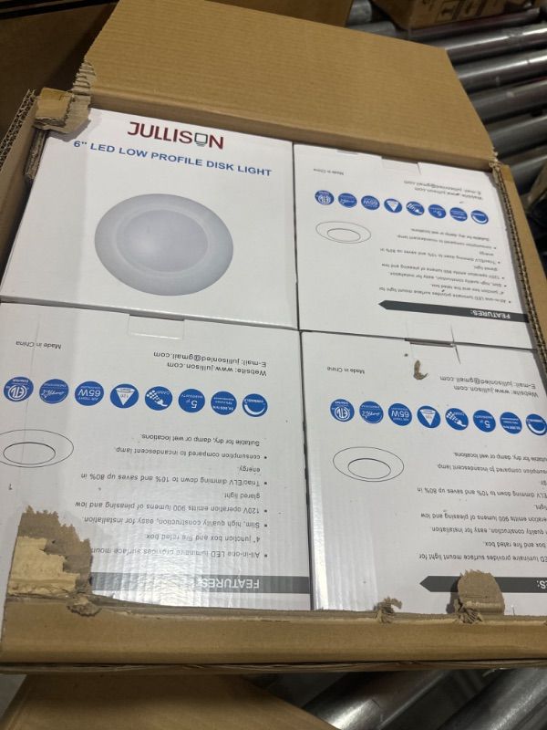 Photo 2 of 20 Packs 6 Inch LED Low Profile Recessed & Surface Mount Disk Light, Round, 15W, 900 Lumens, 5000K Day Light White, CRI80, Driverless Design, Dimmable, ETL Listed, White
