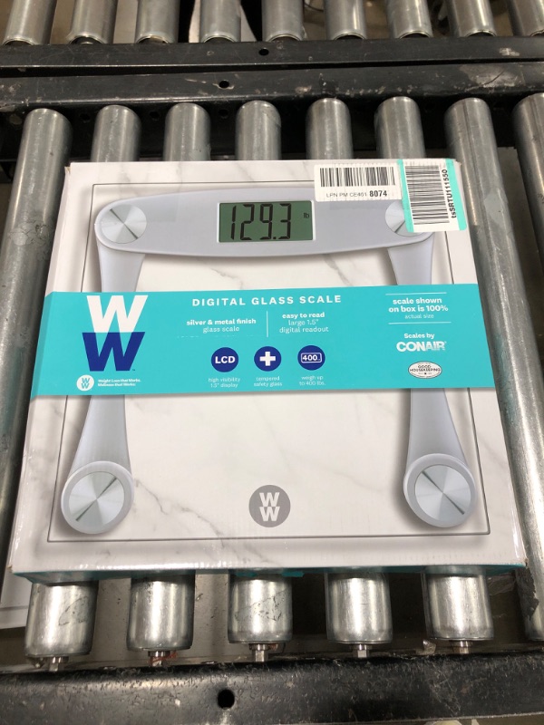 Photo 3 of Weight Watchers Scales by Conair Bathroom Scale for Body Weight, Digital Scale, Glass Body Scale Measures Weight Up to 400 Lbs. in Silver Frame