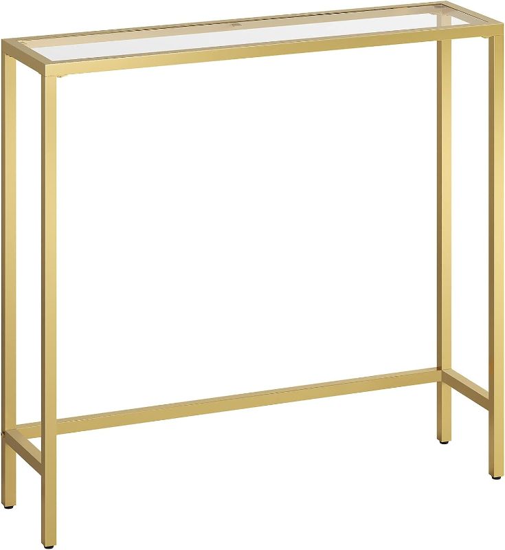 Photo 1 of 29.5" Narrow Console Table, Tempered Glass Sofa Table, Small Side Table, Modern Entryway Table, for Entrance, Living Room, Foyer, Hallway Bedroom, Gold GD07XG01
