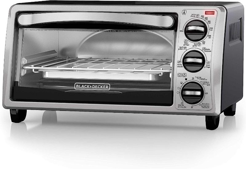 Photo 1 of BLACK+DECKER 4-Slice Toaster Oven, TO1313SBD, Even Toast, 4 Cooking Functions Bake, Broil, Toast and Keep Warm, Removable Crumb Tray, Timer
