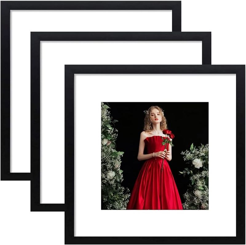 Photo 1 of 20x20 Frame Black, 20x20 Picture Frame without Mat Or 16x16 with Mat, Wood Photo Frames for Wall Display Set of 3
