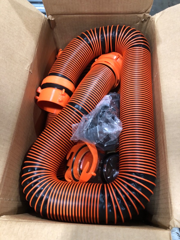 Photo 2 of ??Camco RhinoEXTREME 20-Foot Camper / RV Sewer Hose Kit - Premium Sewer Kit - Pre-Assembled & Ready-to-Use - Includes 4-in 1 Dump Station Adapter & Storage Caps - Crush & Abrasion Resistant (21012)
