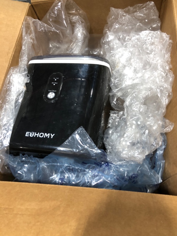 Photo 1 of EUHOMY Nugget Ice Maker Countertop with Handle, Ready in 6 Mins, 33lbs/24H, Removable Top Cover, Auto-Cleaning, Portable Pebble Ice Maker with Basket and Scoop, for Home/Party/Camping. (Black) 9.45*11.61*12.99inch Black 1