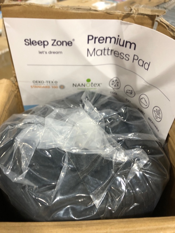 Photo 2 of SLEEP ZONE Cooling Queen Mattress Topper, Premium Zoned Cool Mattress Pad Cover, Padded Mattress Protector Breathable Washable, Deep Pocket 8-21" (Black, Queen) Black Queen