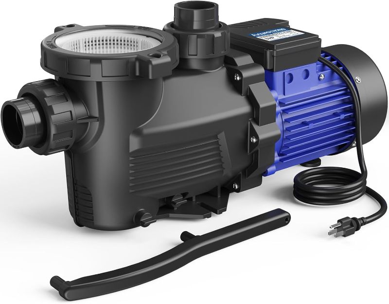 Photo 1 of AQUASTRONG 3HP In/Above Ground Single Speed Pool Pump, 115V, 9350GPH, High Flow, Powerful Self Primming Swimming Pool Pumps with Filter Basket
