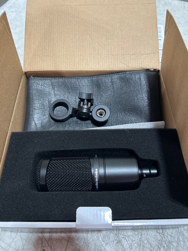 Photo 2 of Audio-Technica AT2020 Cardioid Condenser Studio XLR Microphone, Ideal for Project/Home Studio Applications,Black AT2020 Microphone Black