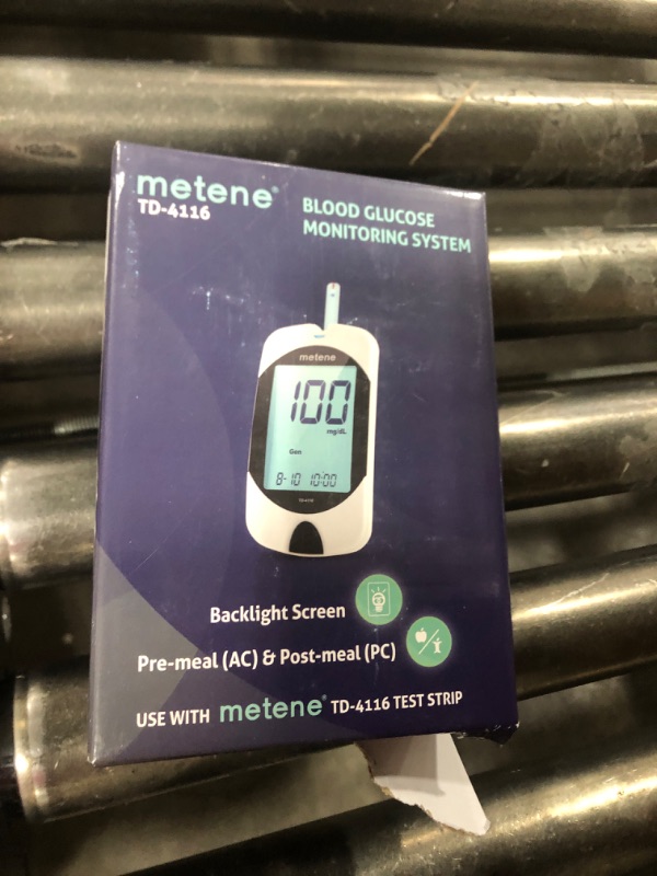 Photo 2 of Metene TD-4116 Blood Glucose Monitor Kit, 100 Glucometer Strips, 100 Lancets, 1 Blood Sugar Monitor, Blood Sugar Test Kit with Control Solution, Lancing Device, No Coding, Large Display