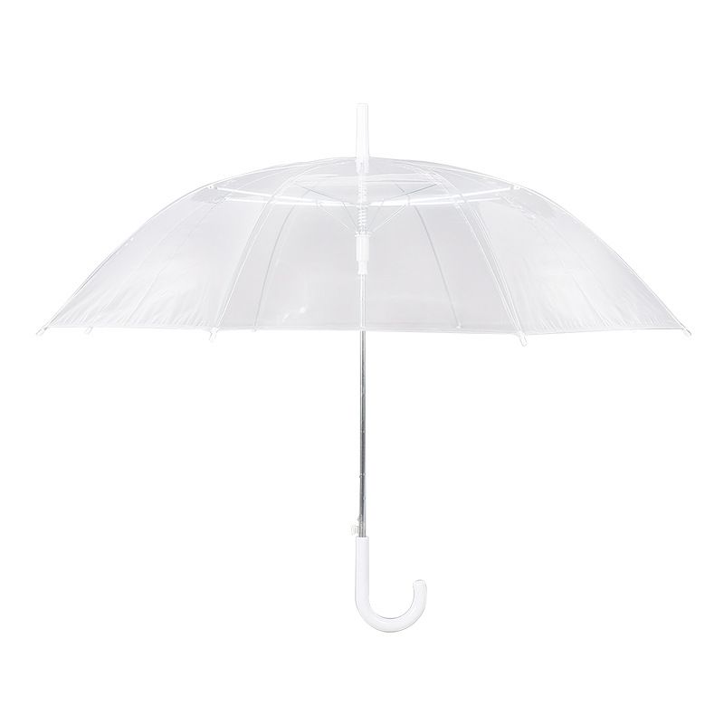 Photo 1 of Wedding Style Stick Umbrellas Large Canopy Windproof Auto Open J Hook Handle (Crystal Clear) Transparent 46 Inch 