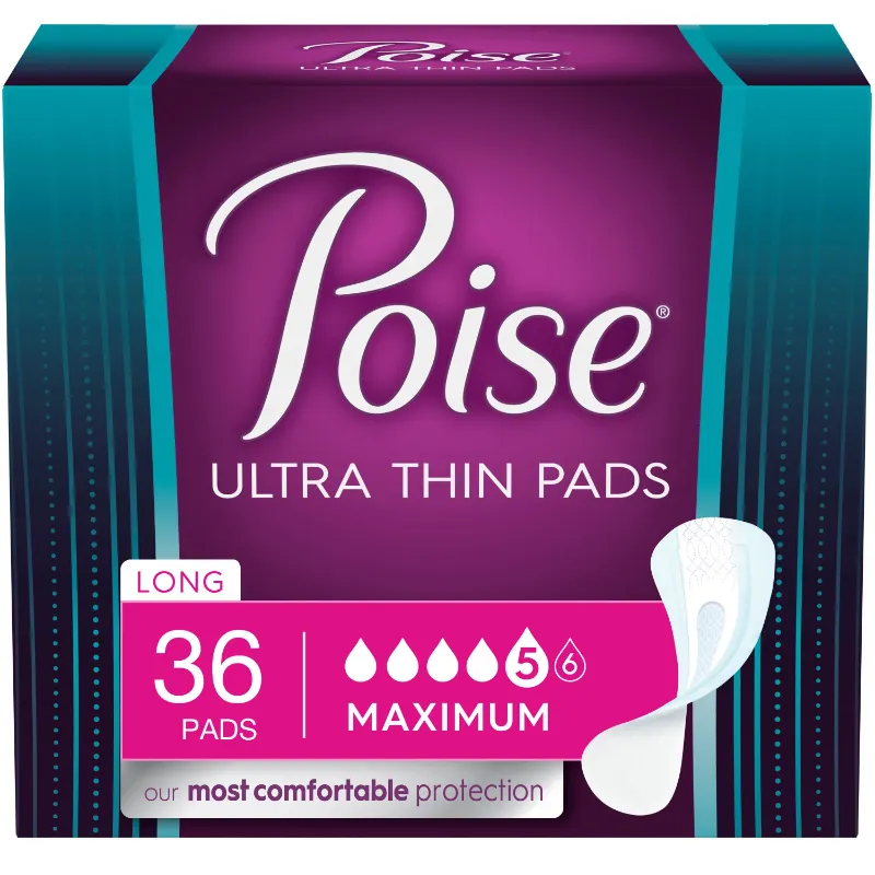 Photo 1 of Poise Ultra Thin Incontinence Pads & Postpartum Incontinence Pads, 5 Drop Maximum Absorbency, Long Length, 36 Count