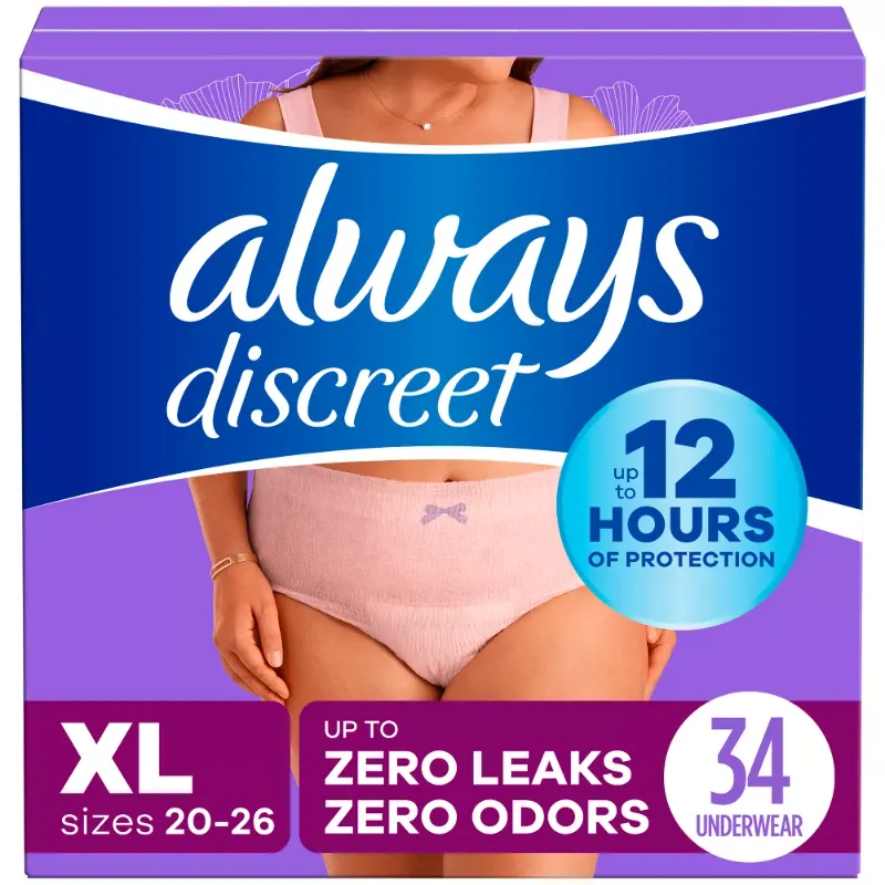 Photo 1 of Always Discreet Adult Incontinence Underwear for Women and Postpartum Underwear, XL, up to 100% Bladder Leak Protection, 32 Count