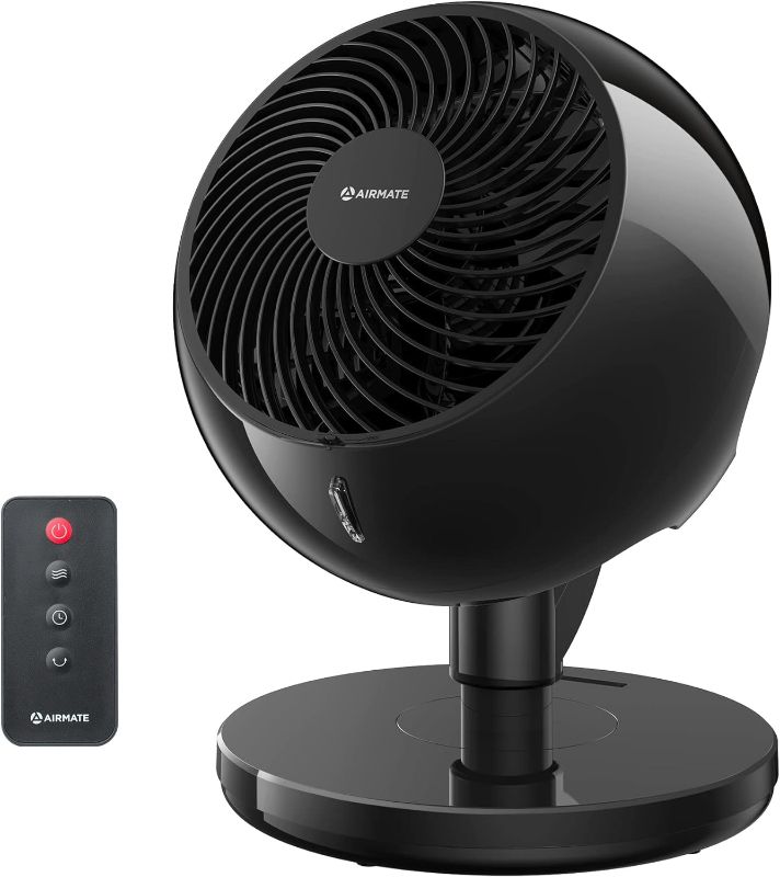 Photo 1 of AIRMATE Fan for Bedroom, 12 Inch 120° Oscillating Fan with Remote, Table Cooling Fan Desk Fans Quiet with 10 Speeds for Home, Office, Dorm [Black]
