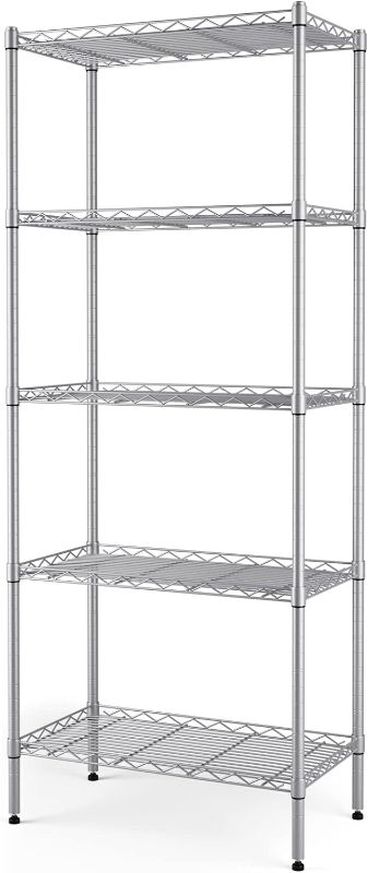 Photo 1 of SINGAYE 5 Tier Storage Rack Wire Shelving Unit Storage Shelves Metal for Pantry Closet Kitchen Laundry 660Lbs Capacity 23.2" L x 13.4" W x 59.1" H Silver
