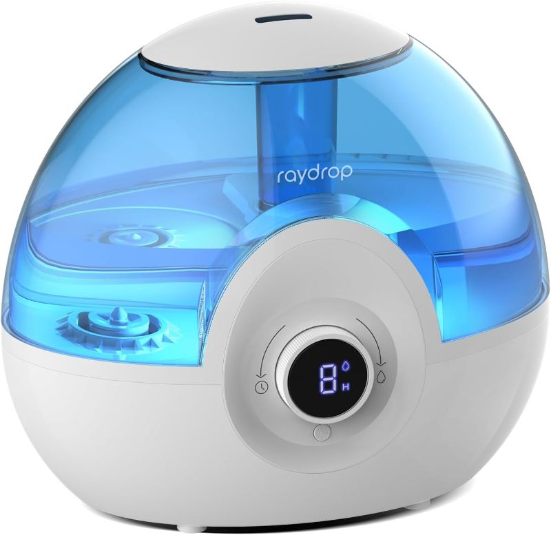 Photo 1 of raydrop Humidifiers for Bedroom, Cool Mist Humidifiers for Baby Nursery and Plants, 2.2L Water Tank Quiet Ultrasonic Humidifier with Timer, Digital Display