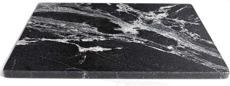 Photo 1 of Diflart Natural Marble Stone Cutting Board for Kitchen, 16x20 Inch, Black, Marble Slab Pastry Board Large with Non-Slip Feet for Cheese, Charcuterie, Dough Chocolate, Pack of 1 Piece
