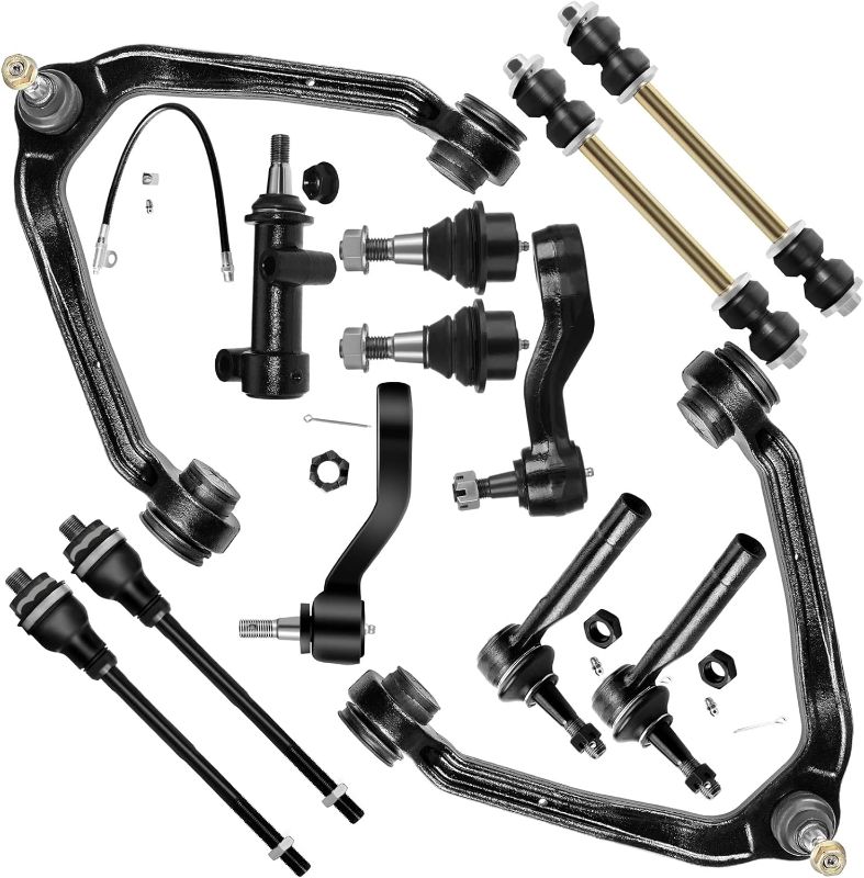 Photo 1 of SCITOO 13pcs Suspension Kit 2 Upper Control Arm and Ball Joint 2 Lower Ball Joints 2 Stabilizer Bar Link Kit 4 Outer Inner Tie Rod fit for Cadillac Escalade for Chevrolet for GMC Series

