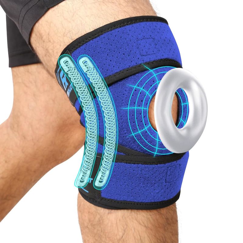 Photo 1 of Knee Braces Pro: Adjustable Knee Brace for Knee Pain Relief with Strap, Side Stabilizers, Relief Patella Gel Pad for Meniscus Tear, ACL, Arthritis, Joint Pain, Runner, Workout (Small, Blue)
