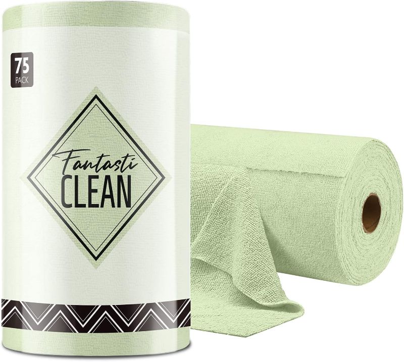 Photo 1 of Fantasticlean Microfiber On A Roll Tear Away Cleaning Towels, Reusable And Washable Cloths, For Car, House, Garage Or Kitchen, 12" X 12
