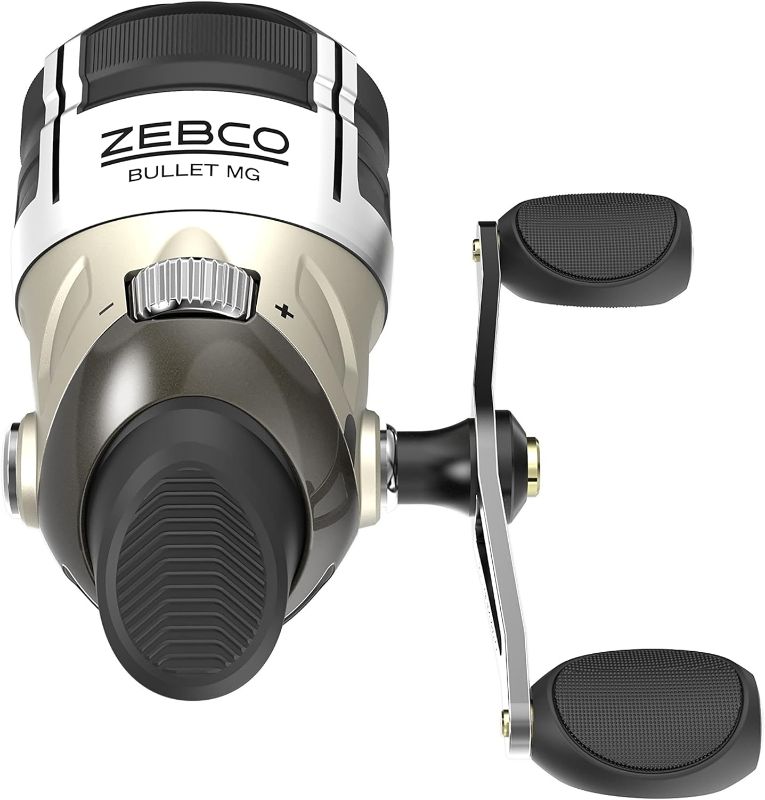 Photo 1 of Zebco  Mg Spincast Fishing Reel, Size 30 Reel, Ultra-Lightweight Magnesium Body, Changeable Right- or Left-Hand Retrieve, Oversized Non-Slip Handle Knob, Dark Silver