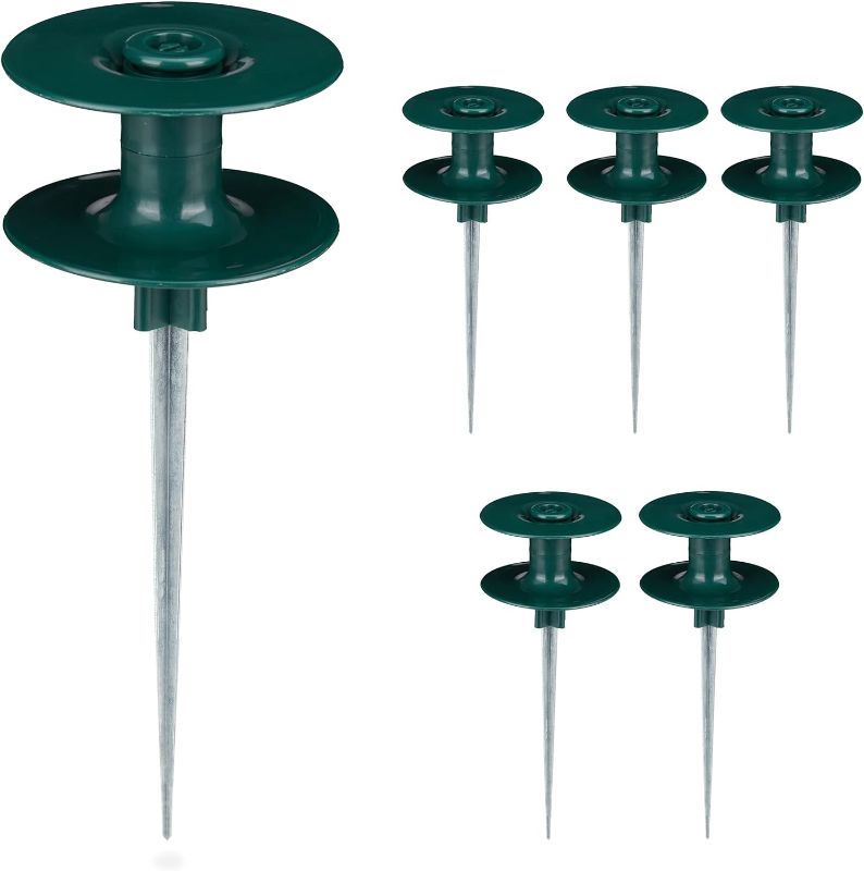 Photo 1 of Hose Guide Garden Hose Set of 6 with Ground Spike Plastic Hose Pulley H 24.5 x D 9 cm Green
