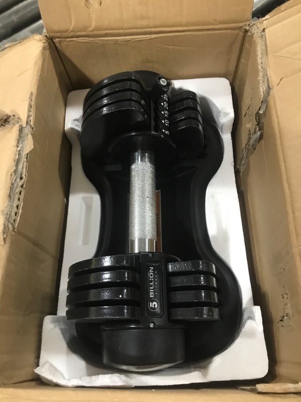 Photo 2 of Adjustable Dumbbell 25lbs Single,5Billion Fitess Dail Weight Dumbbell for Home Gym,5lb Increment,Easy Fast Adjustment&Space Saving,No Smell,Tray Included