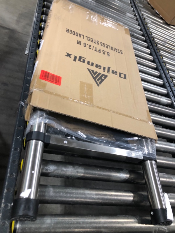 Photo 1 of Telescoping Ladder, 10.5FT One Button Retraction Stainless Steel Telescopic Ladder with Non-Slip Feet, Slow Down Design Multi-Purpose Compact Collapsible Extension Ladder for Homeuse RV Attic 10.5FT ( A Button )