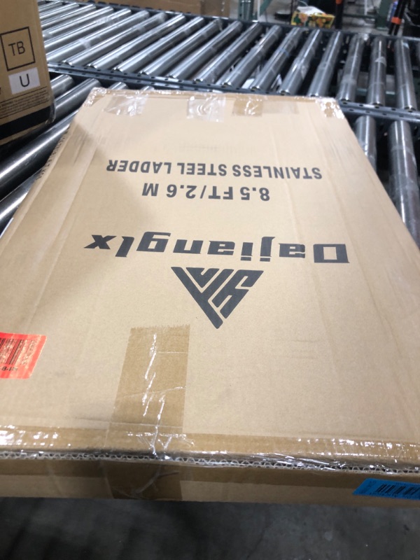 Photo 1 of Telescoping Ladder, 10.5FT One Button Retraction Stainless Steel Telescopic Ladder with Non-Slip Feet, Slow Down Design Multi-Purpose Compact Collapsible Extension Ladder for Homeuse RV Attic 10.5FT ( A Button )