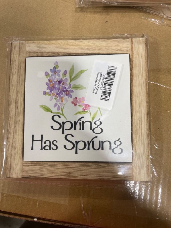 Photo 1 of Spring Wood Sign, Rustic Wooden Tabletop Decor Sign, Happy Spring Box Sign, Floral Decor, Spring Wood Decorations, Front Door Decor for Shelf, Spring Signs for Home Decor Indoor Outdoor
