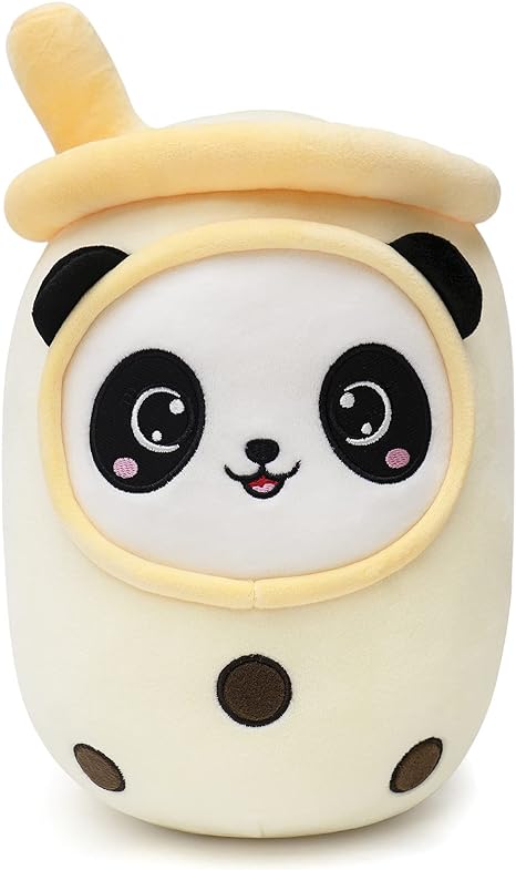 Photo 1 of NiuniuDaddy Boba Plushies with Panda Face-13.7inches Large Yellow Cream Bubble Tea with Straw Stuffed Animals-Soft Kawaii Milk Tea Cup Plush Toy Pillow for Kids-Machine Washable,Medium
