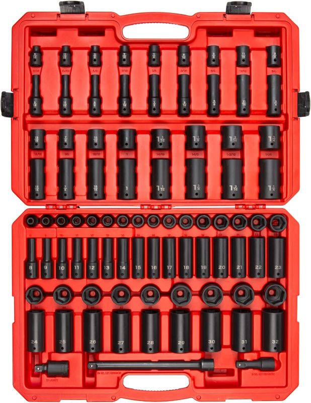 Photo 1 of TEKTON 1/2 Inch Drive 6-Point Impact Socket Set, 87-Piece (5/16-1-1/4 in., 8-32 mm) | SID92407
