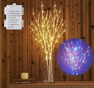 Photo 1 of Hairui Lighted Birch Branches Plug in with Timer 30IN 150 LED Fairy Lights, White Willow Branch Lights for Christmas Fireplace Room Vase Decoration Indoor Outdoor Use (Vase Excluded) White Birch 150L